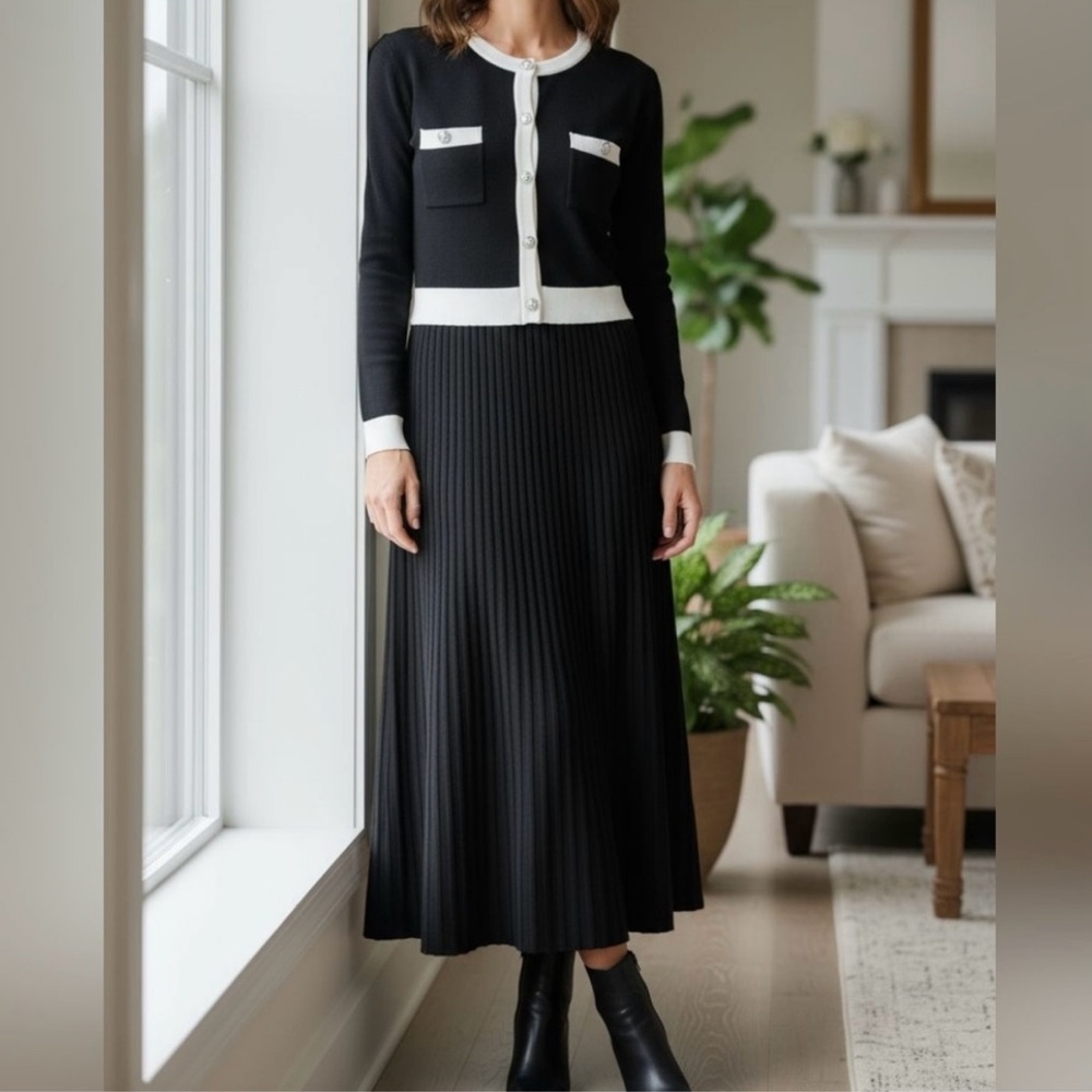 Zoe and Claire Long Sleeve A-Line Sweater Dress Size L